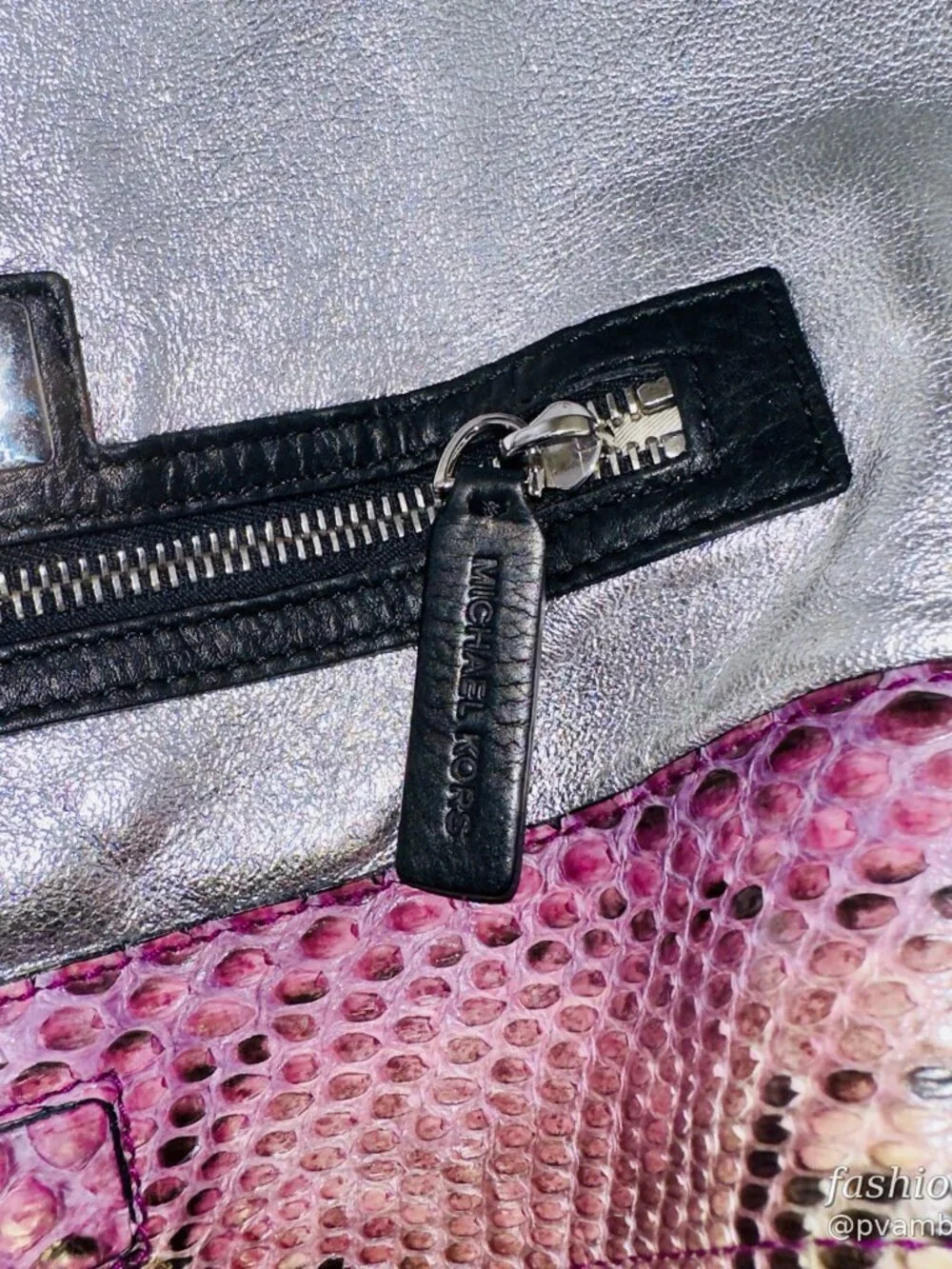 Michael Kors Collection — Large Skorpios Python Satchel Multicolor Pink Genuine